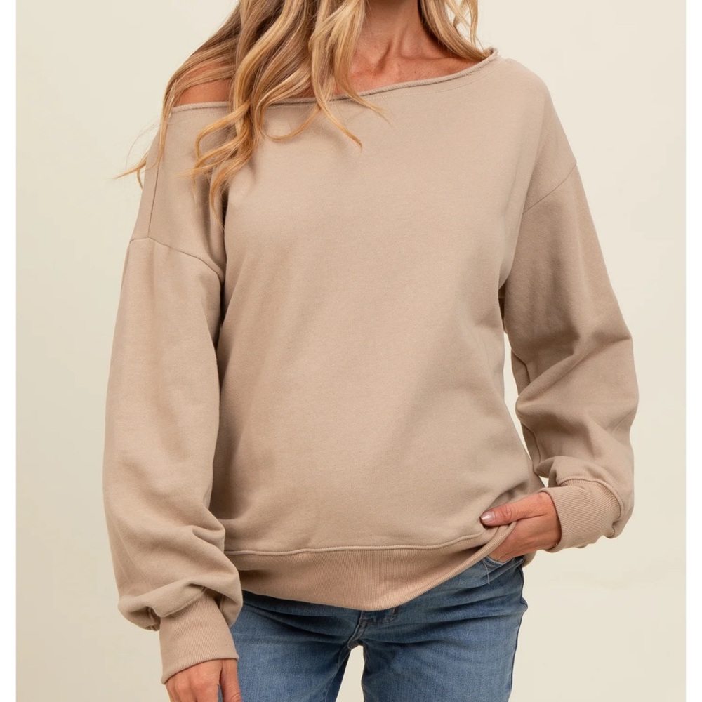 Beige off the shoulder sweater